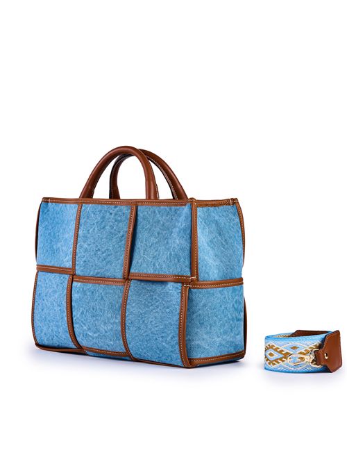 Borsa Melissa Cotton F01 Azzurro/Marrone viamailbag | MELISSA COTTONF02
